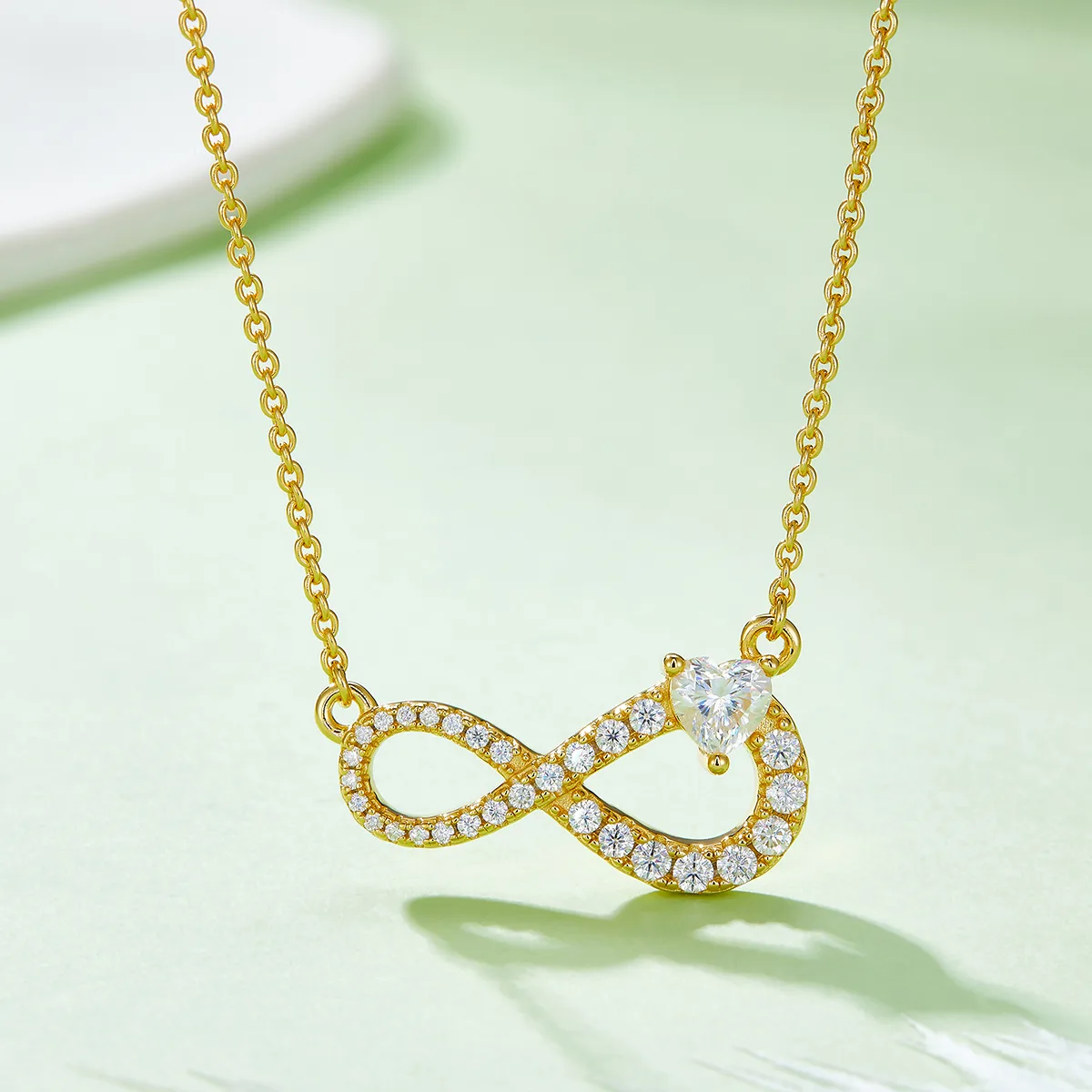 Heart Infinity Pendant S925 Silver Moissanite Melee D 0.91CT