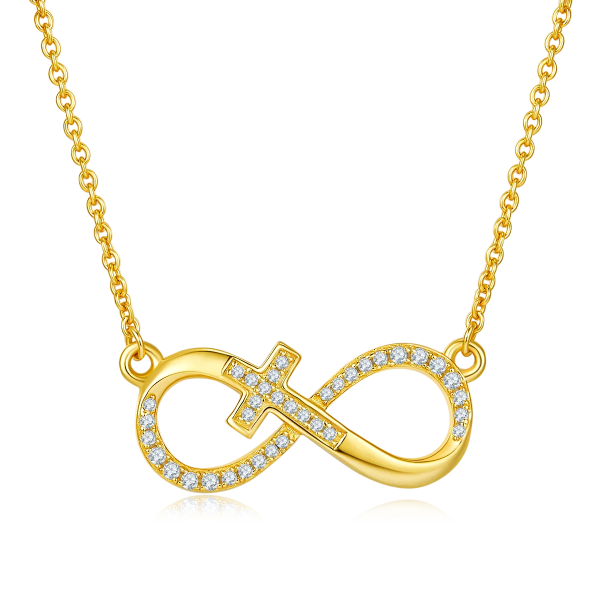 Cross Pavé Infinity Pendant S925 Silver Moissanite Melee D 0.19CT