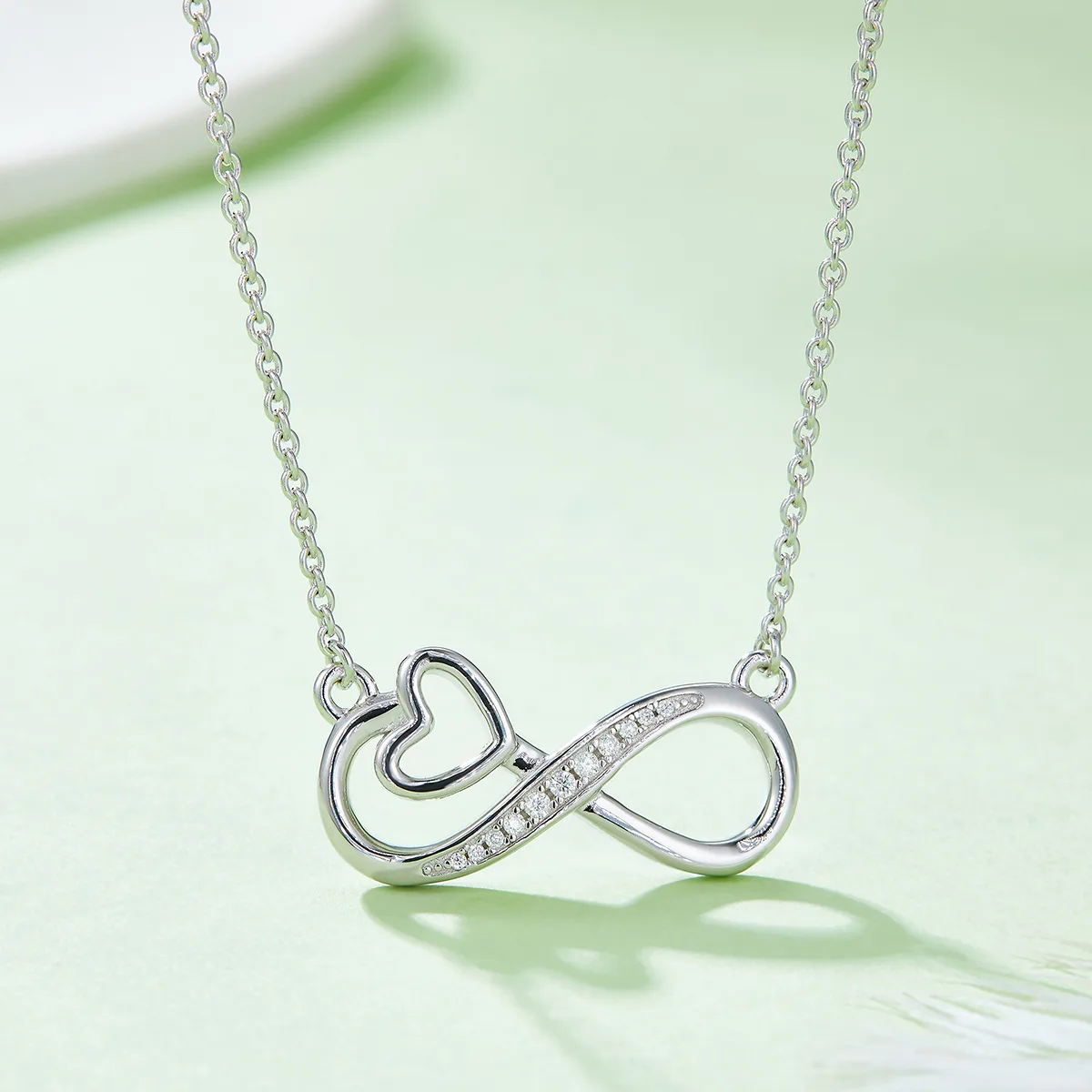 Infinity Pendant S925 Silver Moissanite Melee D 0.1CT - K021A