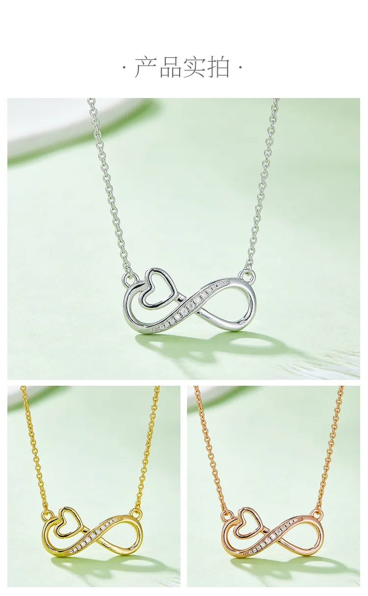 Infinity Pendant S925 Silver Moissanite Melee D 0.1CT detail 4