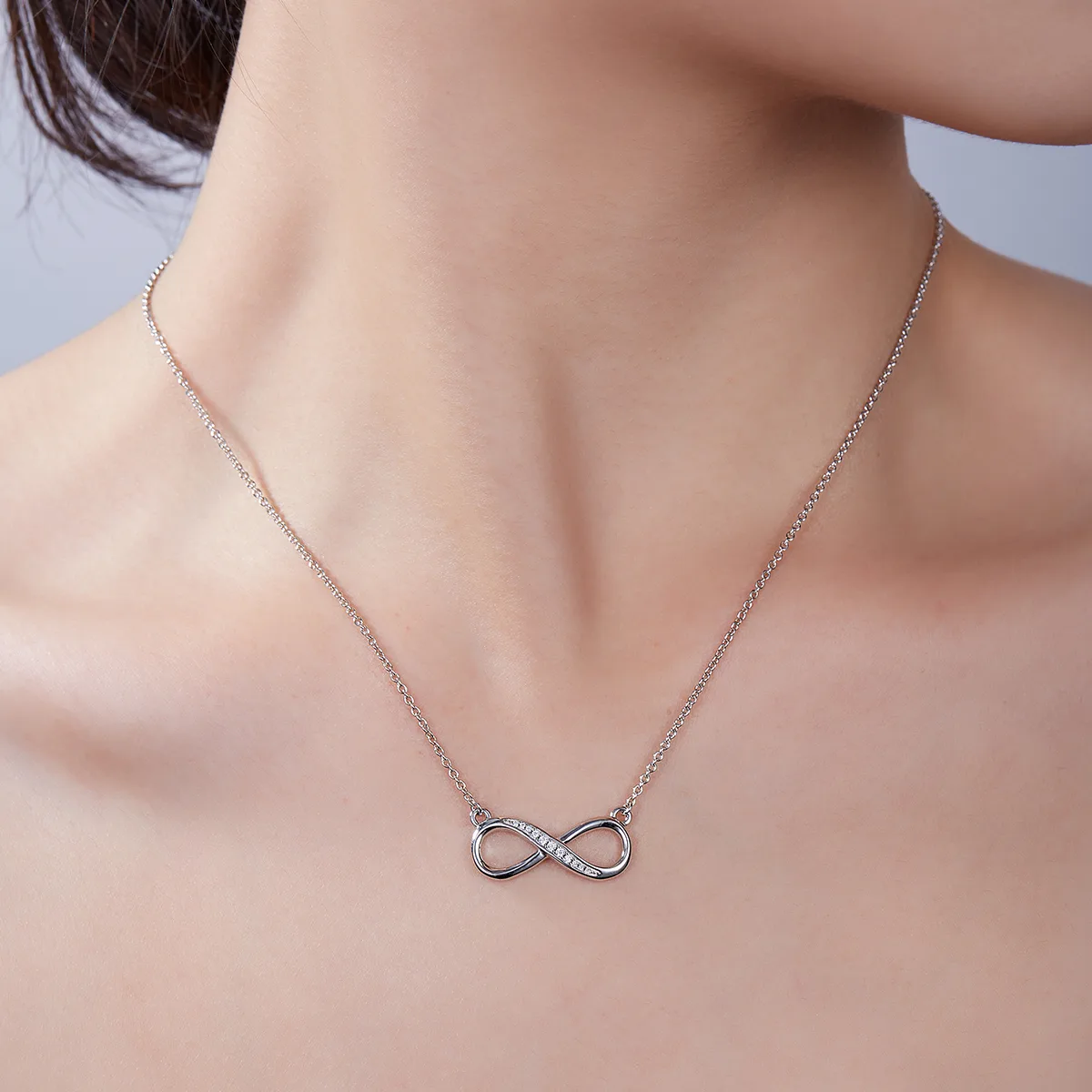 Infinity Pendant S925 Silver Moissanite Melee D 0.1CT - K022A