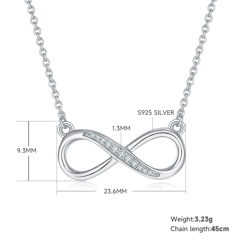 Infinity Pendant S925 Silver Moissanite Melee D 0.1CT - K022A
