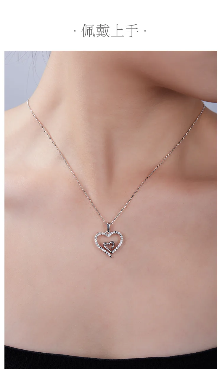 Core Heart Pendant S925 Silver Moissanite Melee D 0.32CT detail 6