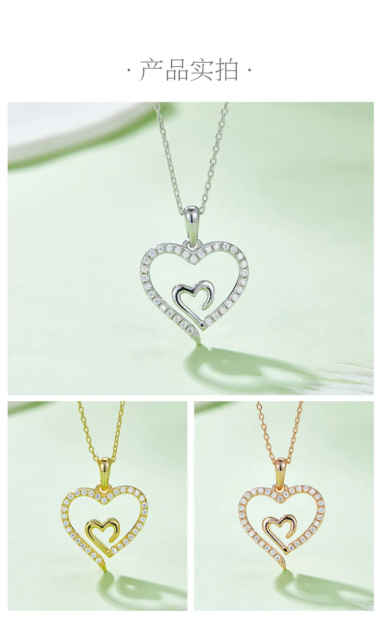 Core Heart Pendant S925 Silver Moissanite Melee D 0.32CT detail 4