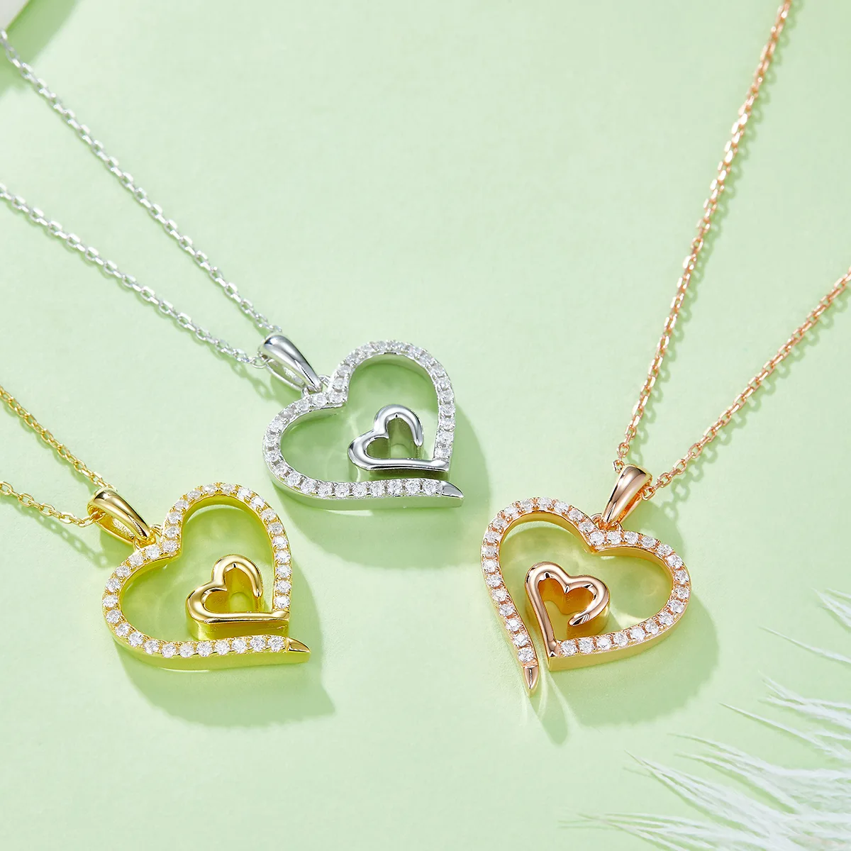 Core Heart Pendant S925 Silver Moissanite Melee D 0.32CT