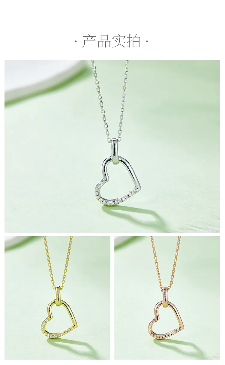 Core Heart Pendant S925 Silver Moissanite Melee D 0.1CT detail 4
