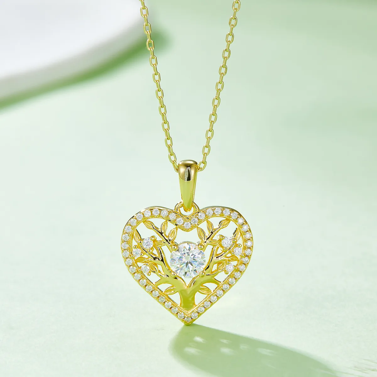 Heart Pendant S925 Silver Moissanite Melee D 0.78CT