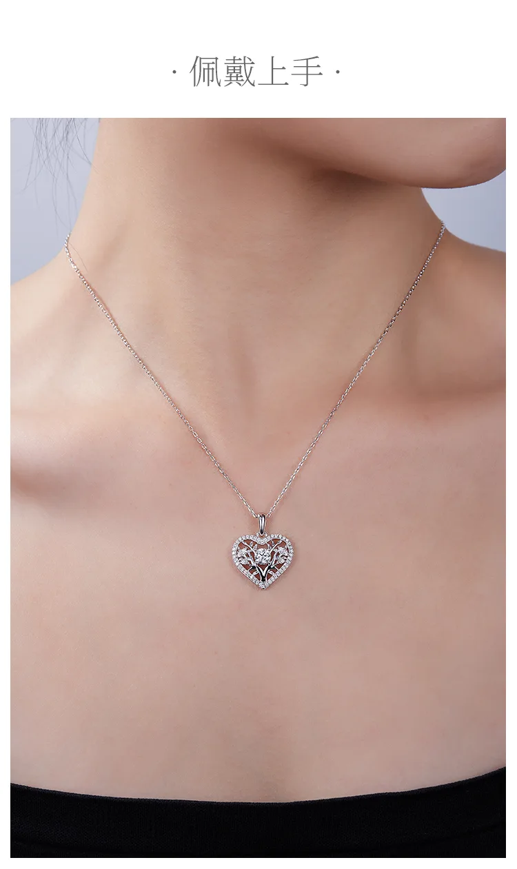 Heart Pendant S925 Silver Moissanite Melee D 0.78CT detail 6