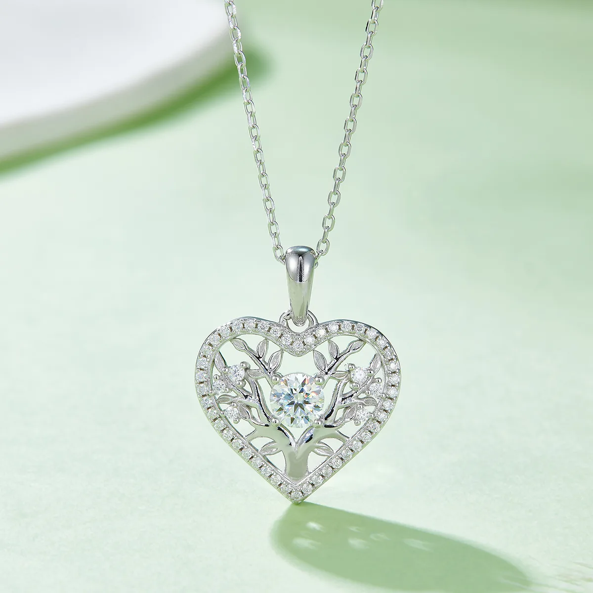 Heart Pendant S925 Silver Moissanite Melee D 0.78CT