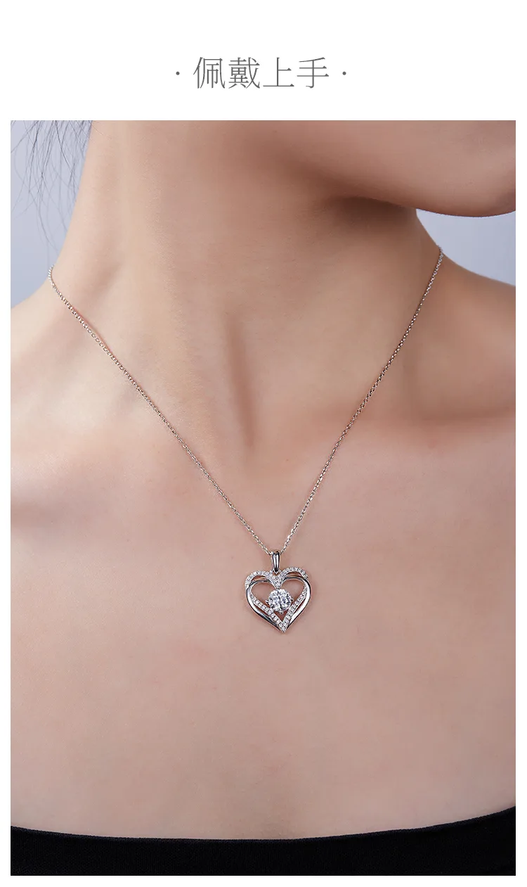 Round Heart Pendant S925 Silver Moissanite Melee D 1.2CT detail 6
