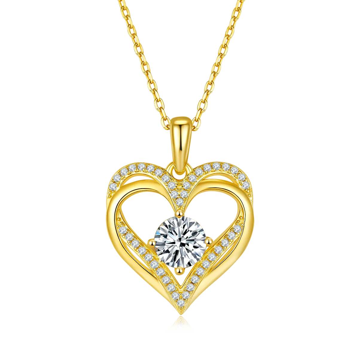 Round Heart Pendant S925 Silver Moissanite Melee D 1.2CT