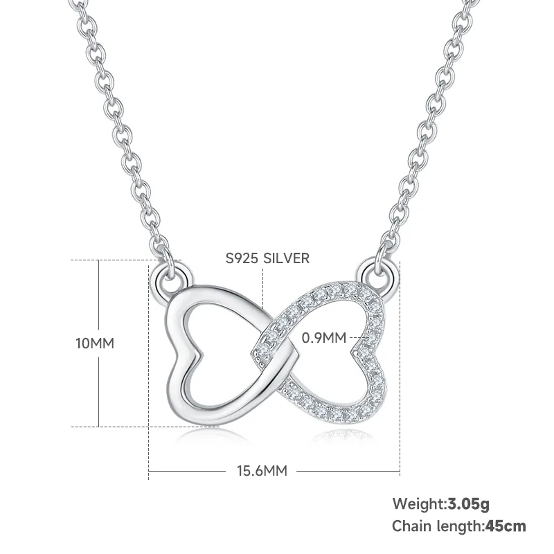 Core Heart Pendant S925 Silver Moissanite Melee D 0.1CT - K033A