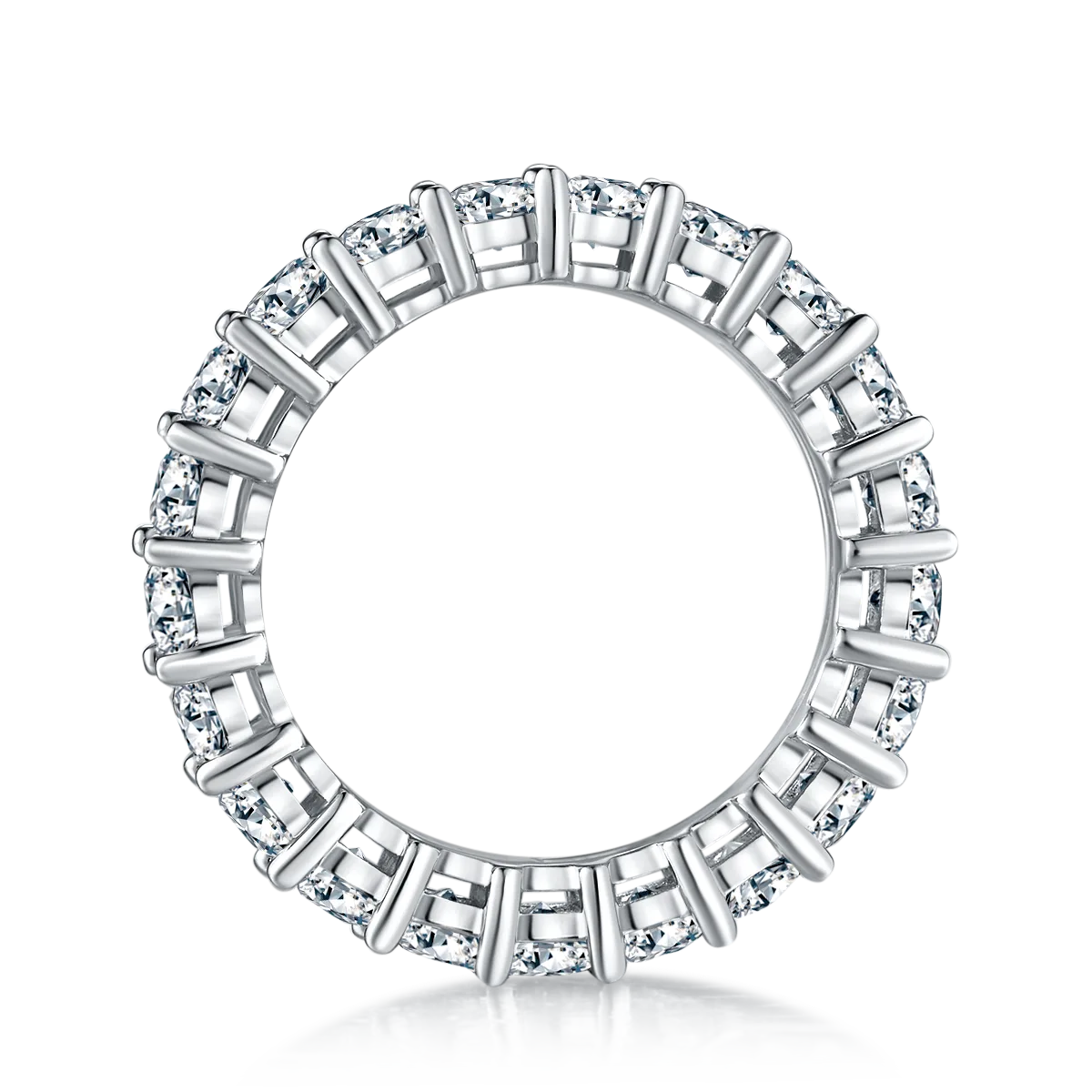 Square Band Ring S925 White-Gold-Plated Silver Moissanite Confession Ring Women's Ring 6.6ct D