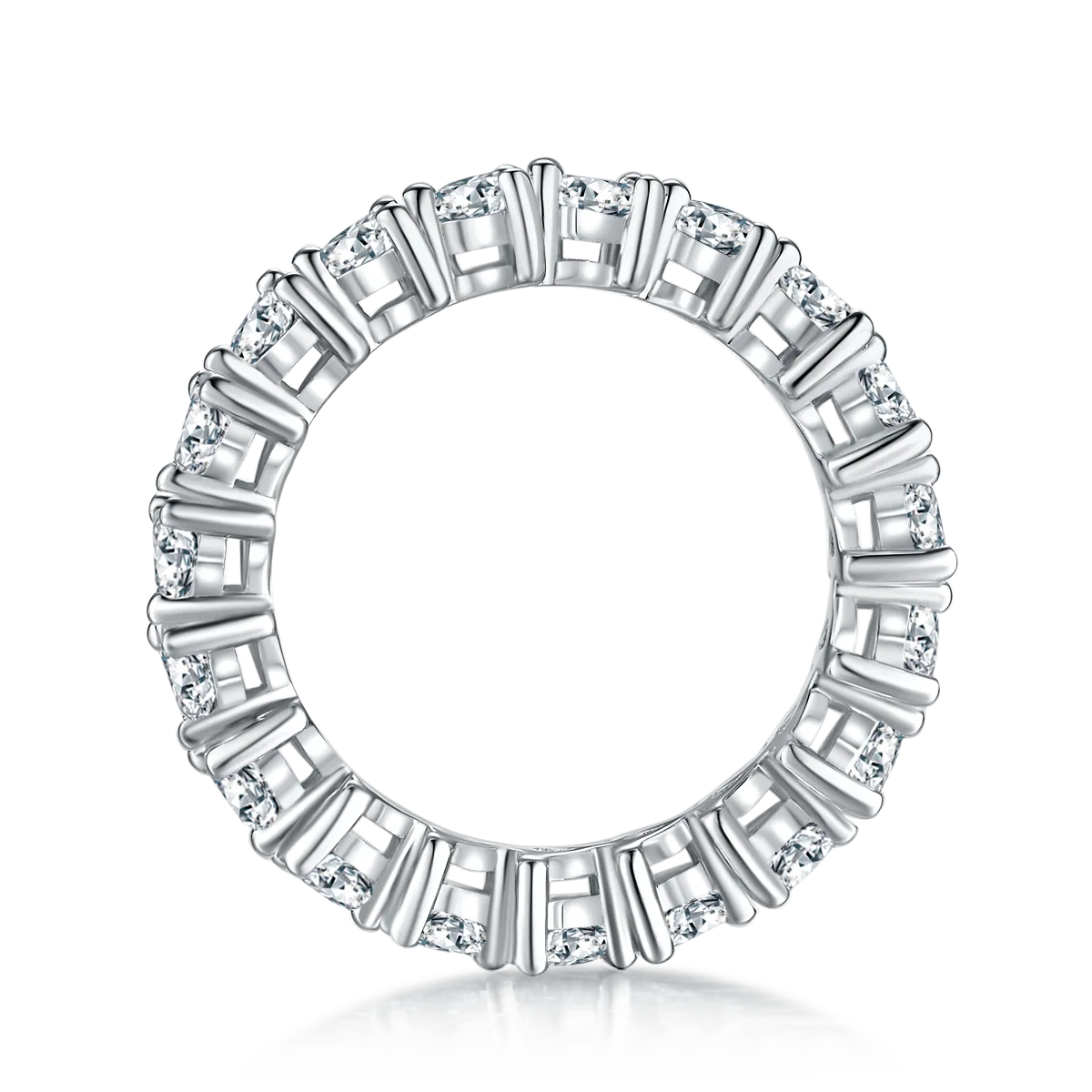 Trilliant Band Ring S925 White-Gold-Plated Silver Moissanite Anniversary Ring Women's Ring 2.0ct D