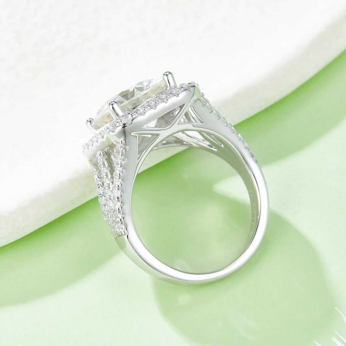 Classic Square Bezel S925 White-Gold-Plated Silver Moissanite Proposal Ring Women's Ring 5.0ct D