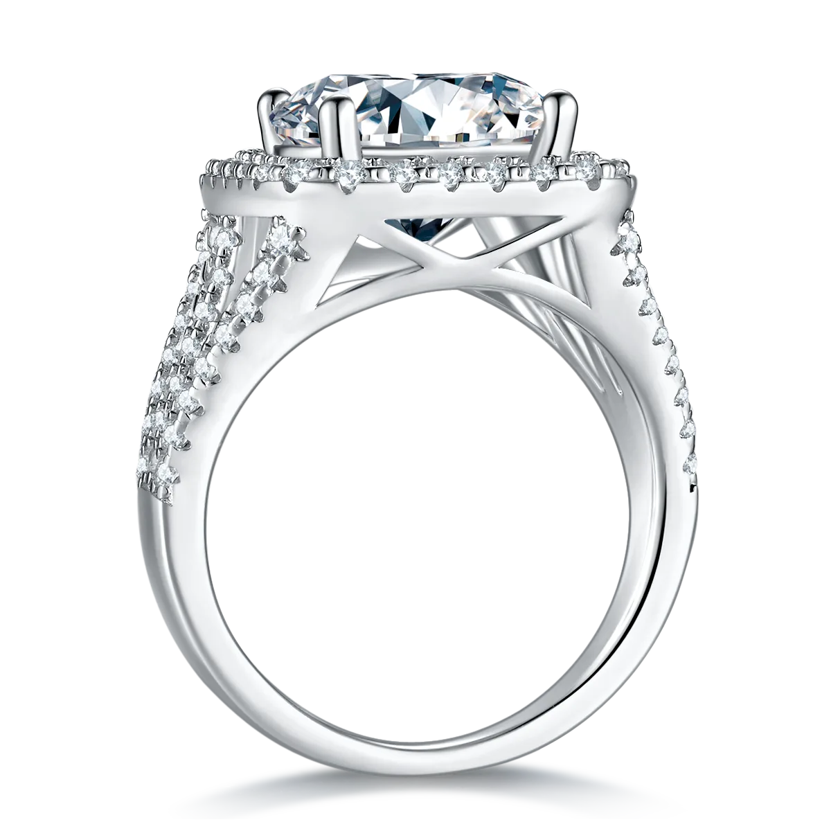 Classic Square Bezel S925 White-Gold-Plated Silver Moissanite Proposal Ring Women's Ring 5.0ct D