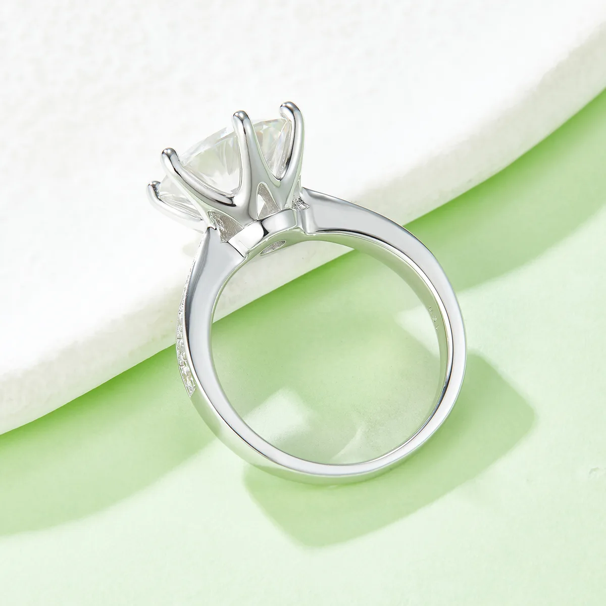 Micro-Pavé Spirit S925 White-Gold-Plated Silver Moissanite Proposal Ring Women's Ring 5.0ct D
