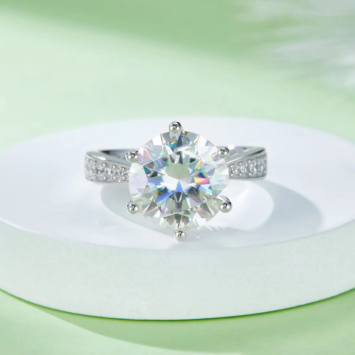Micro-Pavé Spirit S925 White-Gold-Plated Silver Moissanite Proposal Ring Women's Ring 5.0ct D