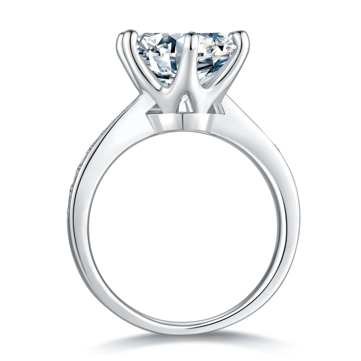 Micro-Pavé Spirit S925 White-Gold-Plated Silver Moissanite Proposal Ring Women's Ring 5.0ct D