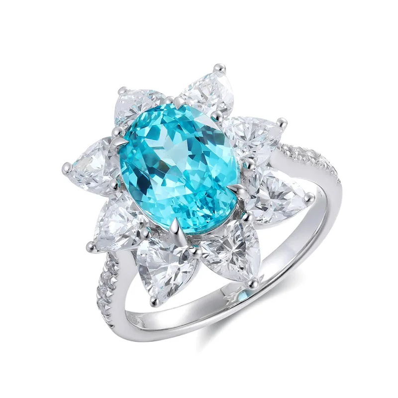 R137 Lab-Grown Gemstone S925 White-Gold-Plated Silver Proposal Ring Center Stone 10*8mm/3.8ct