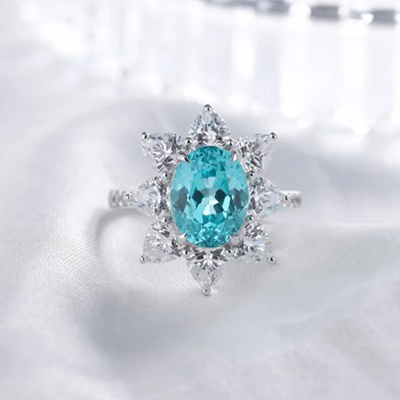 R137 Lab-Grown Gemstone S925 White-Gold-Plated Silver Proposal Ring Center Stone 10*8mm/3.8ct