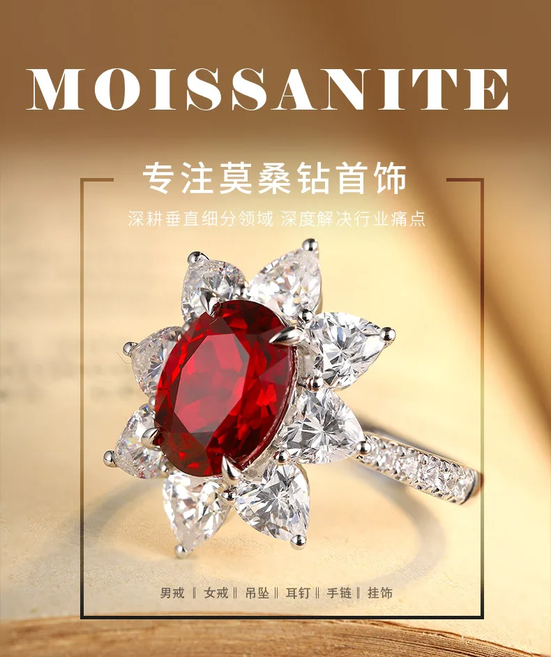 R137 Lab-Grown Gemstone S925 White-Gold-Plated Silver Proposal Ring Center Stone