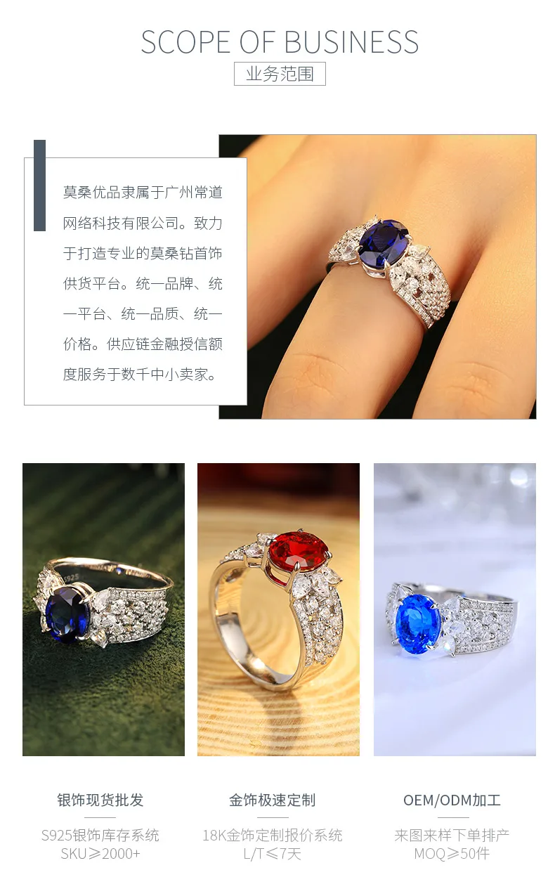 R193 Lab-Grown Gemstone S925 White-Gold-Plated Silver Anniversary Ring 9*7mm/2.5