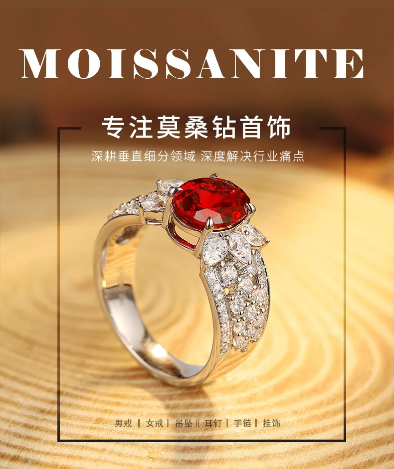 R193 Lab-Grown Gemstone S925 White-Gold-Plated Silver Anniversary Ring 9*7mm/2.5