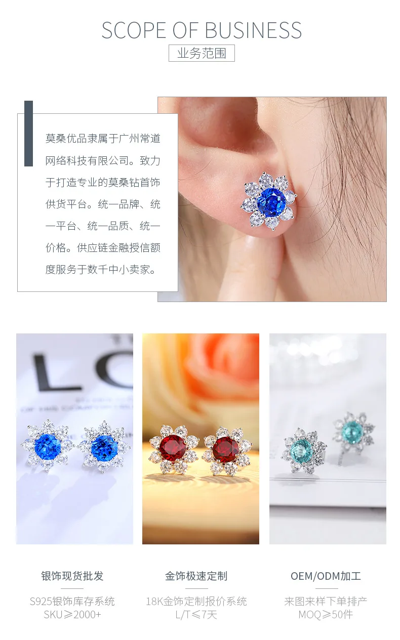 E006Y Lab-Grown Gemstone S925 White-Gold-Plated Silver Stud Earrings Sunflower S