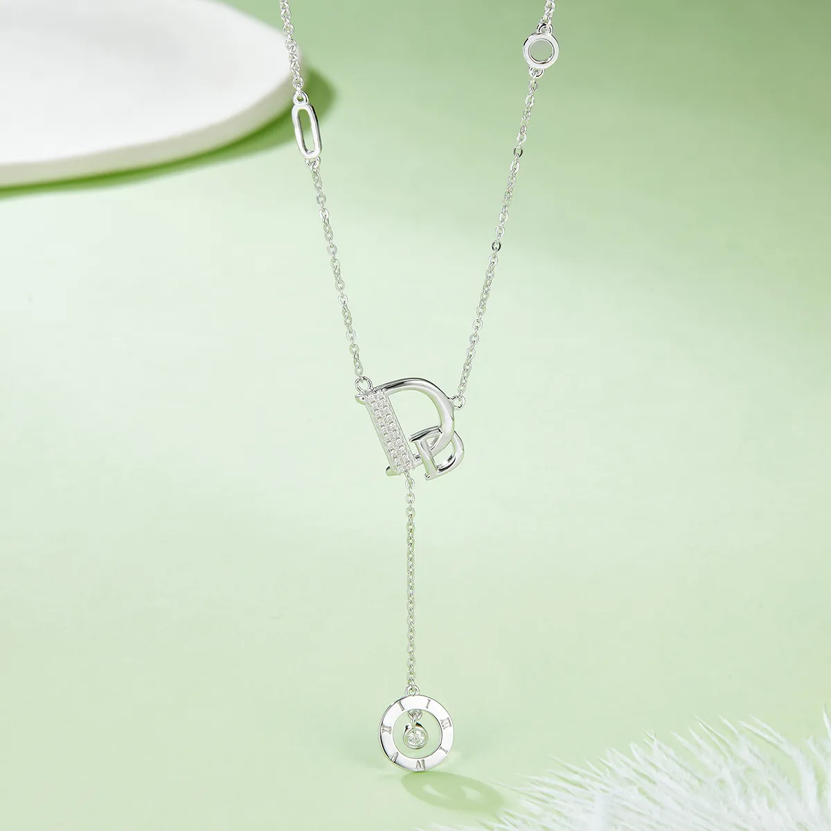 D Letter S925 Silver Moissanite Necklace D VVS - XR04O