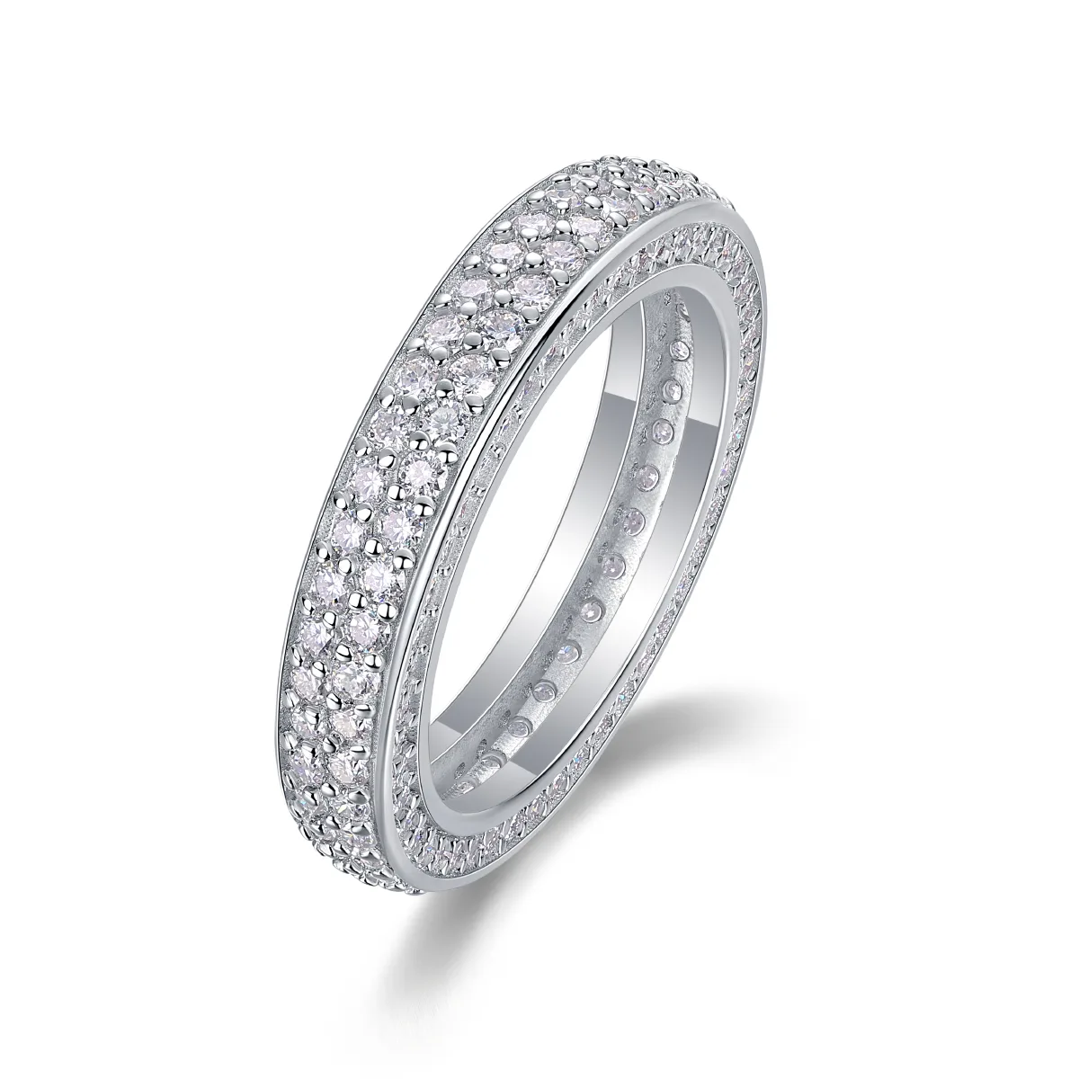 R13409 S925 Silver 18K White Gold Confession Ring Women's Ring Moissanite Melee 2.12CT