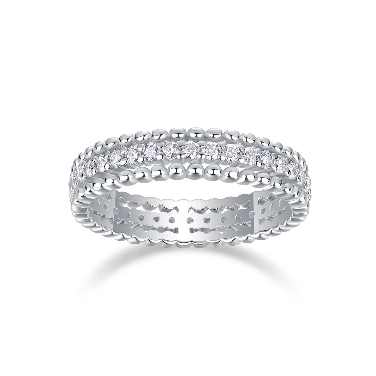 R13318 S925 Silver 18K White Gold Proposal Ring Women's Ring Moissanite Melee 0.6CT