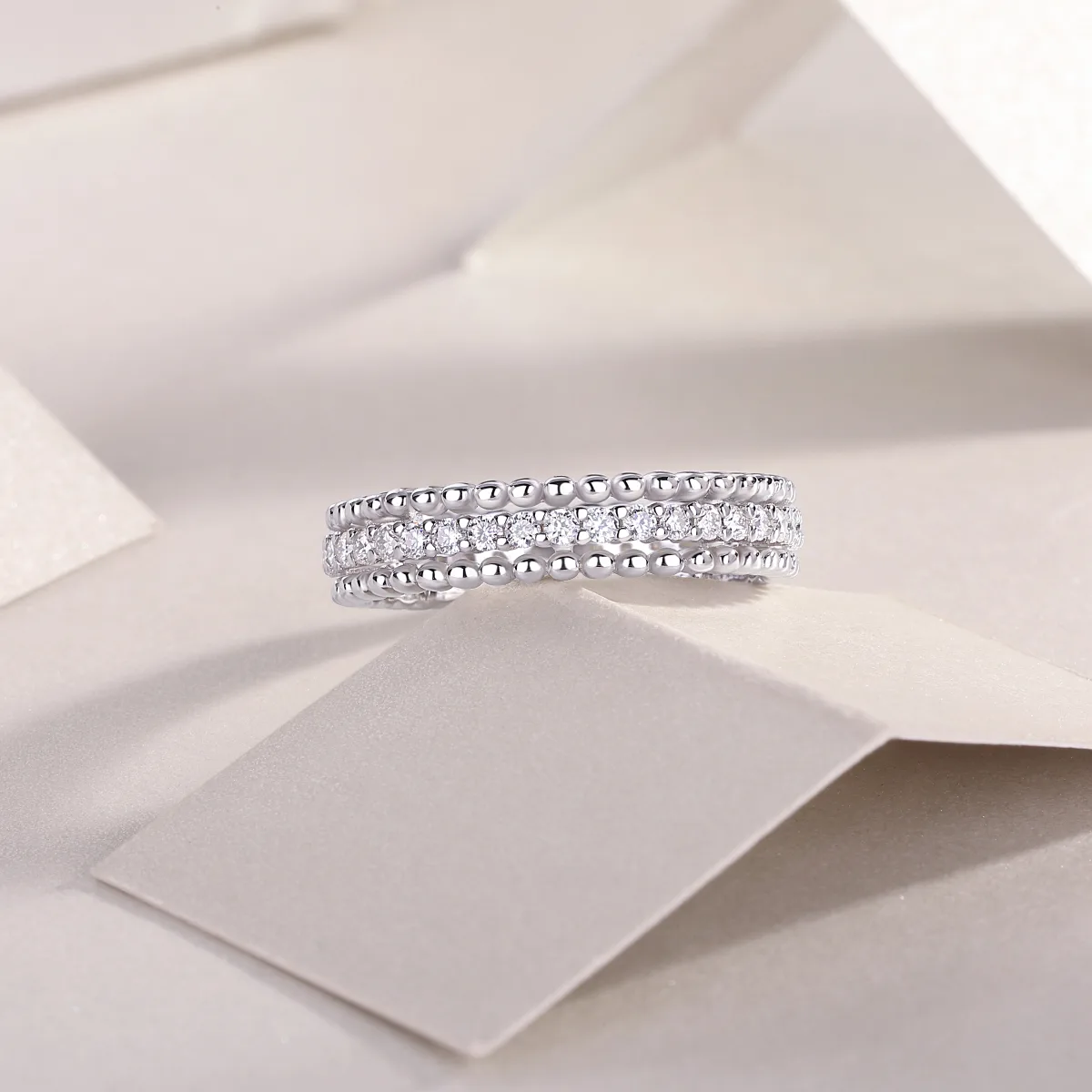 R13318 S925 Silver 18K White Gold Proposal Ring Women's Ring Moissanite Melee 0.6CT
