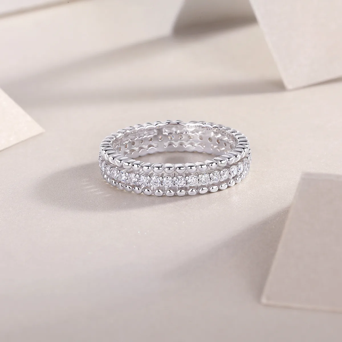 R13318 S925 Silver 18K White Gold Proposal Ring Women's Ring Moissanite Melee 0.6CT