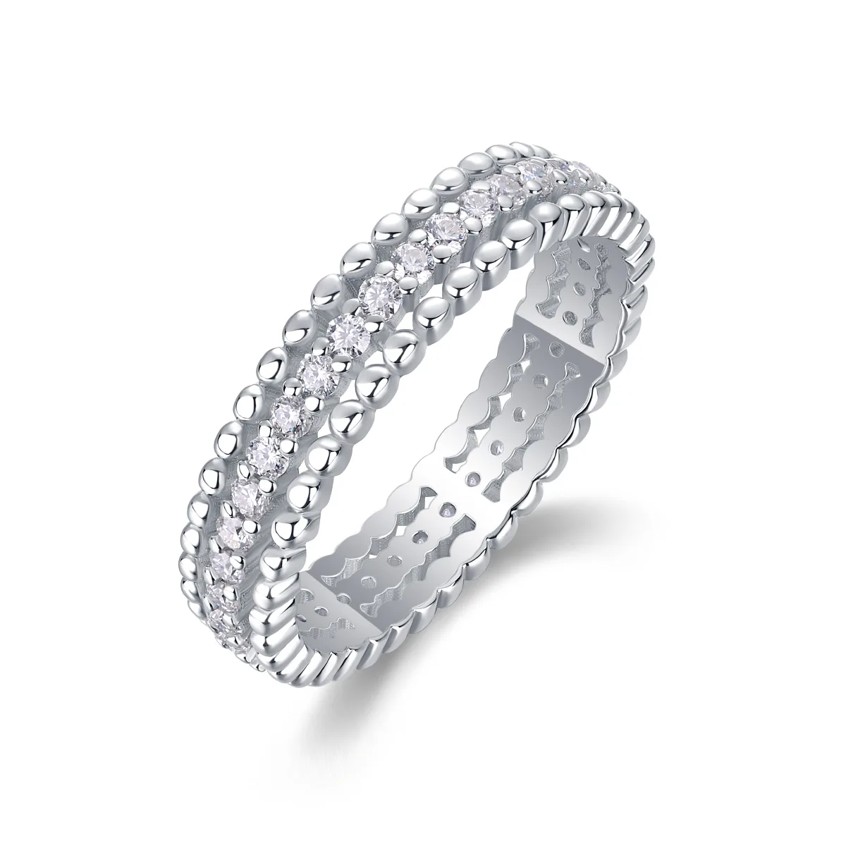 R13318 S925 Silver 18K White Gold Proposal Ring Women's Ring Moissanite Melee 0.6CT