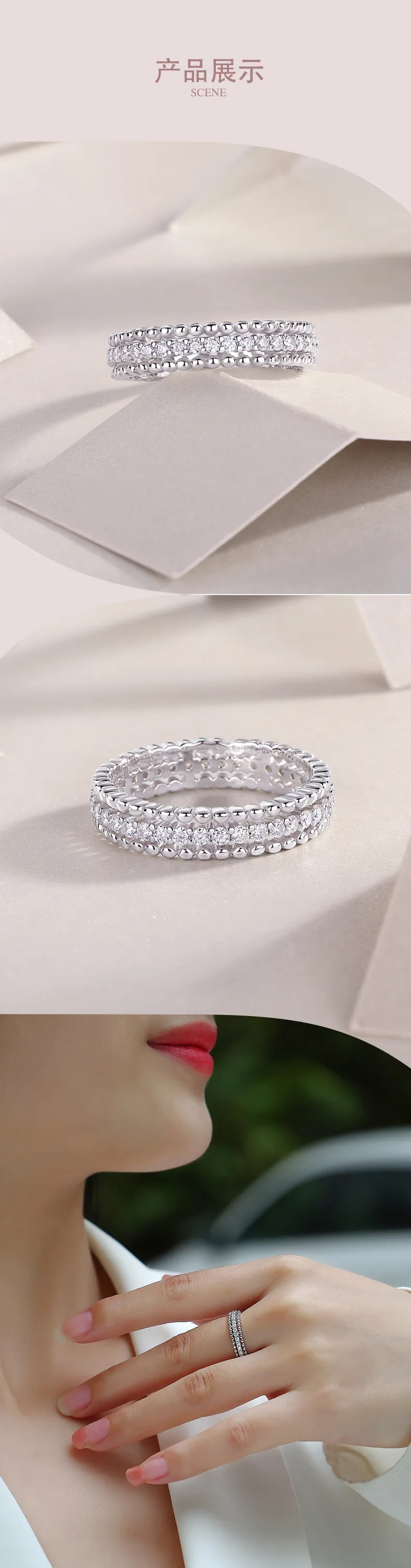 R13318 S925 Silver 18K White Gold Proposal Ring Women