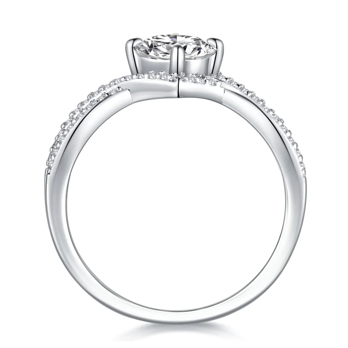 R13543 S925 Silver 18K White Gold Promise Ring Women's Ring Moissanite 1.0CT