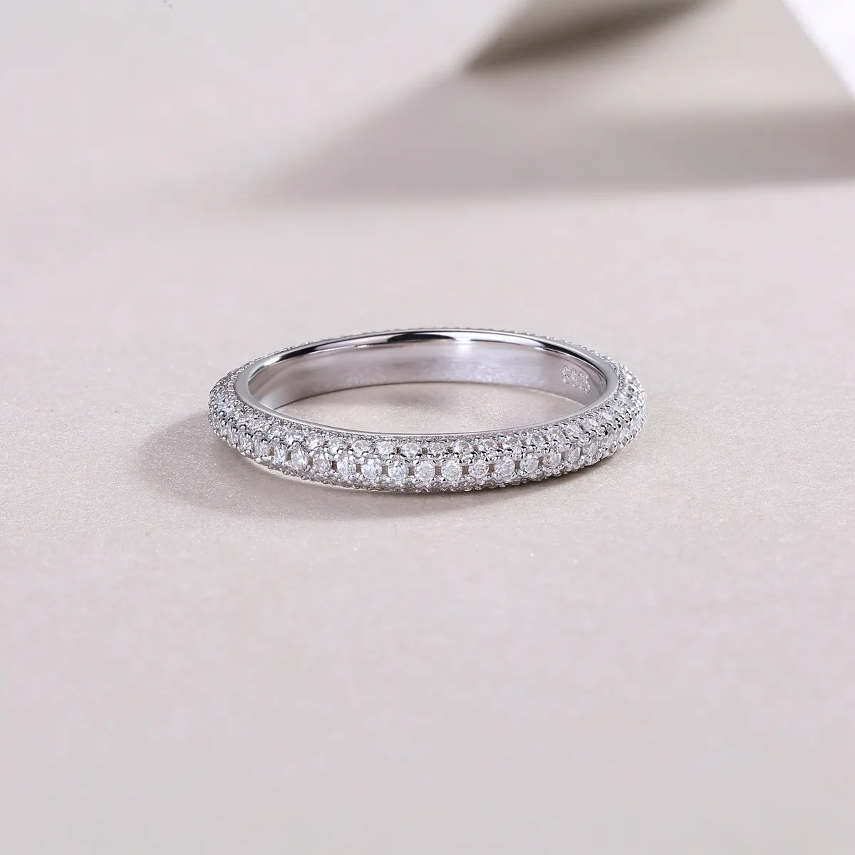 R12964 S925 Silver 18K White Gold Engagement Ring Moissanite Melee 0.765CT