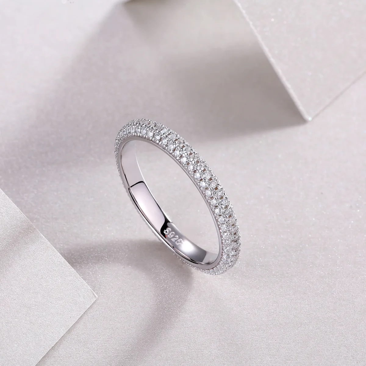 R12964 S925 Silver 18K White Gold Engagement Ring Moissanite Melee 0.765CT