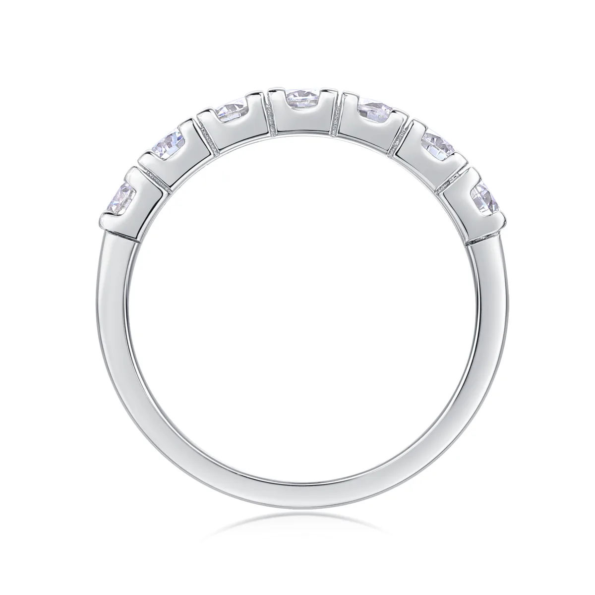 R12961 S925 Silver 18K White Gold Wedding Band Moissanite Melee 0.7CT