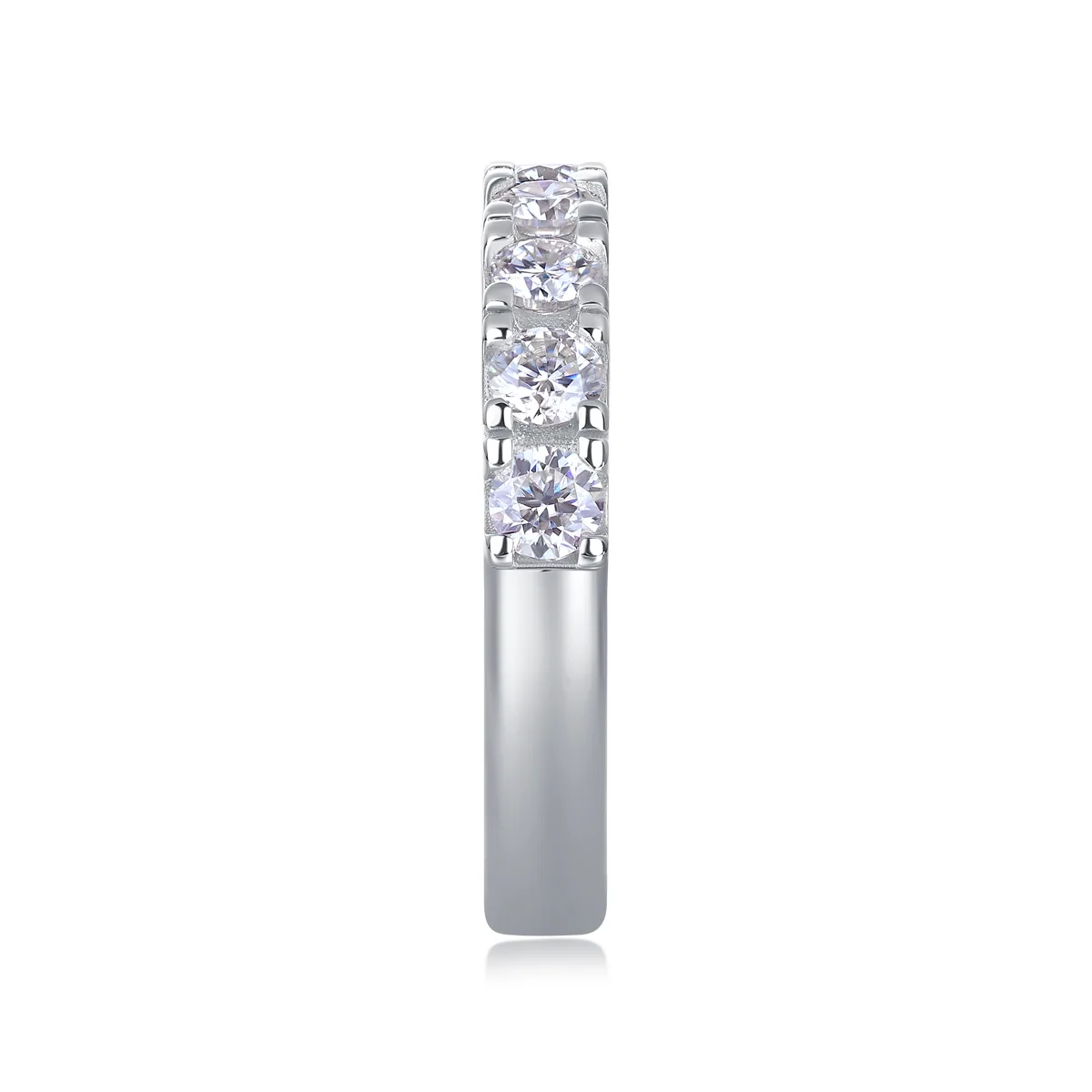 R12961 S925 Silver 18K White Gold Wedding Band Moissanite Melee 0.7CT