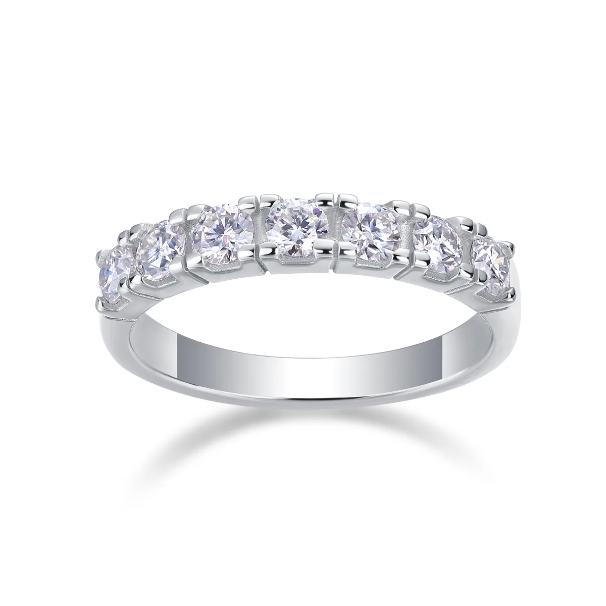 R12961 S925 Silver 18K White Gold Wedding Band Moissanite Melee 0.7CT