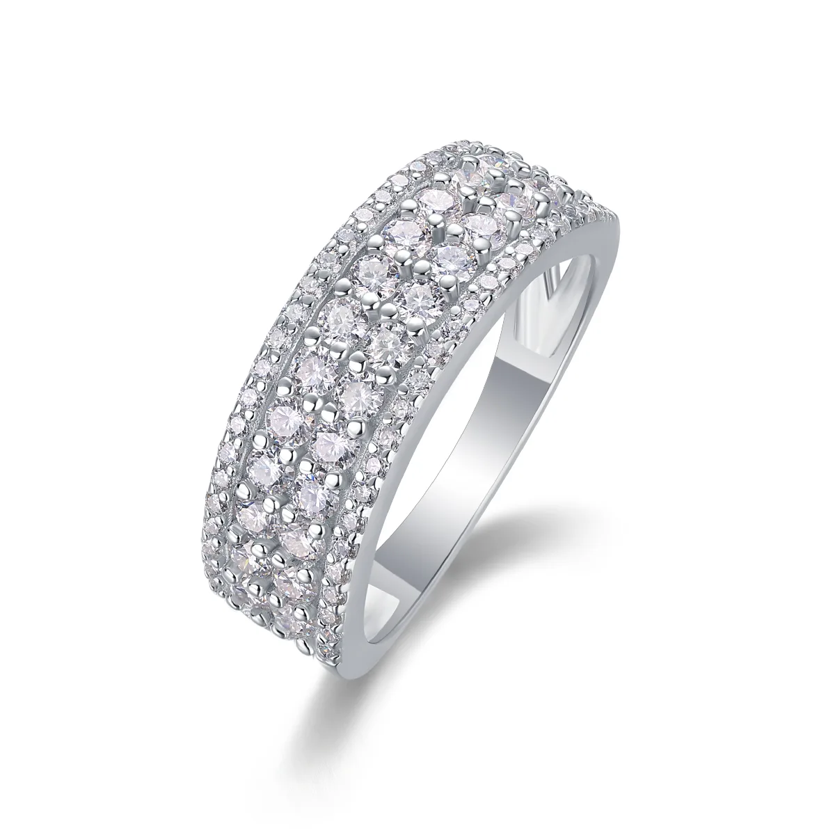 R13317 S925 Silver 18K White Gold Anniversary Ring Moissanite Melee 1.068CT