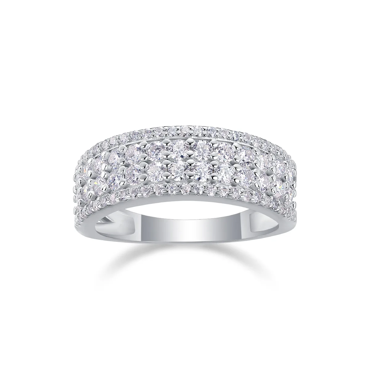 R13317 S925 Silver 18K White Gold Anniversary Ring Moissanite Melee 1.068CT