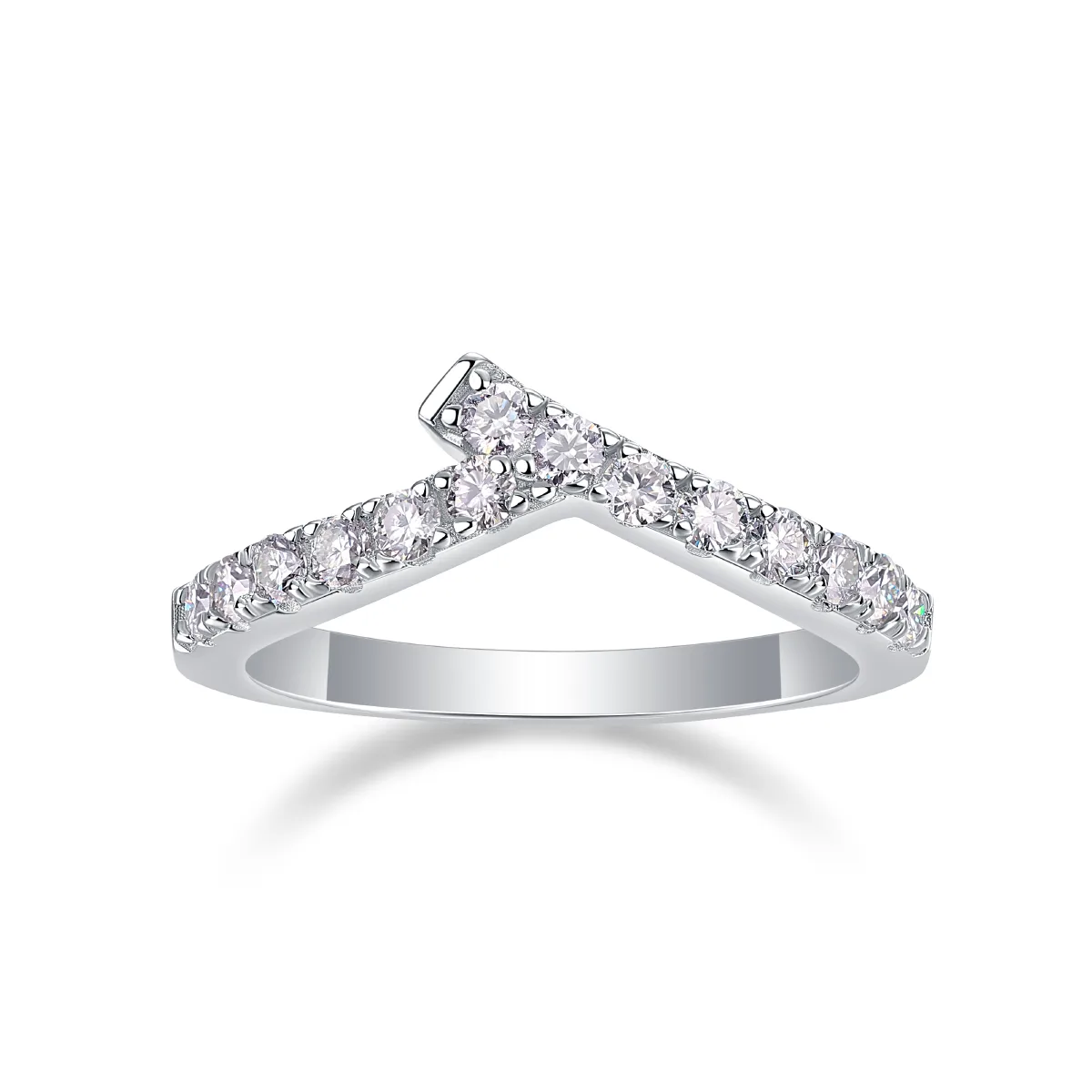 R13210 S925 Silver 18K White Gold Engagement Ring Moissanite Melee 0.42CT