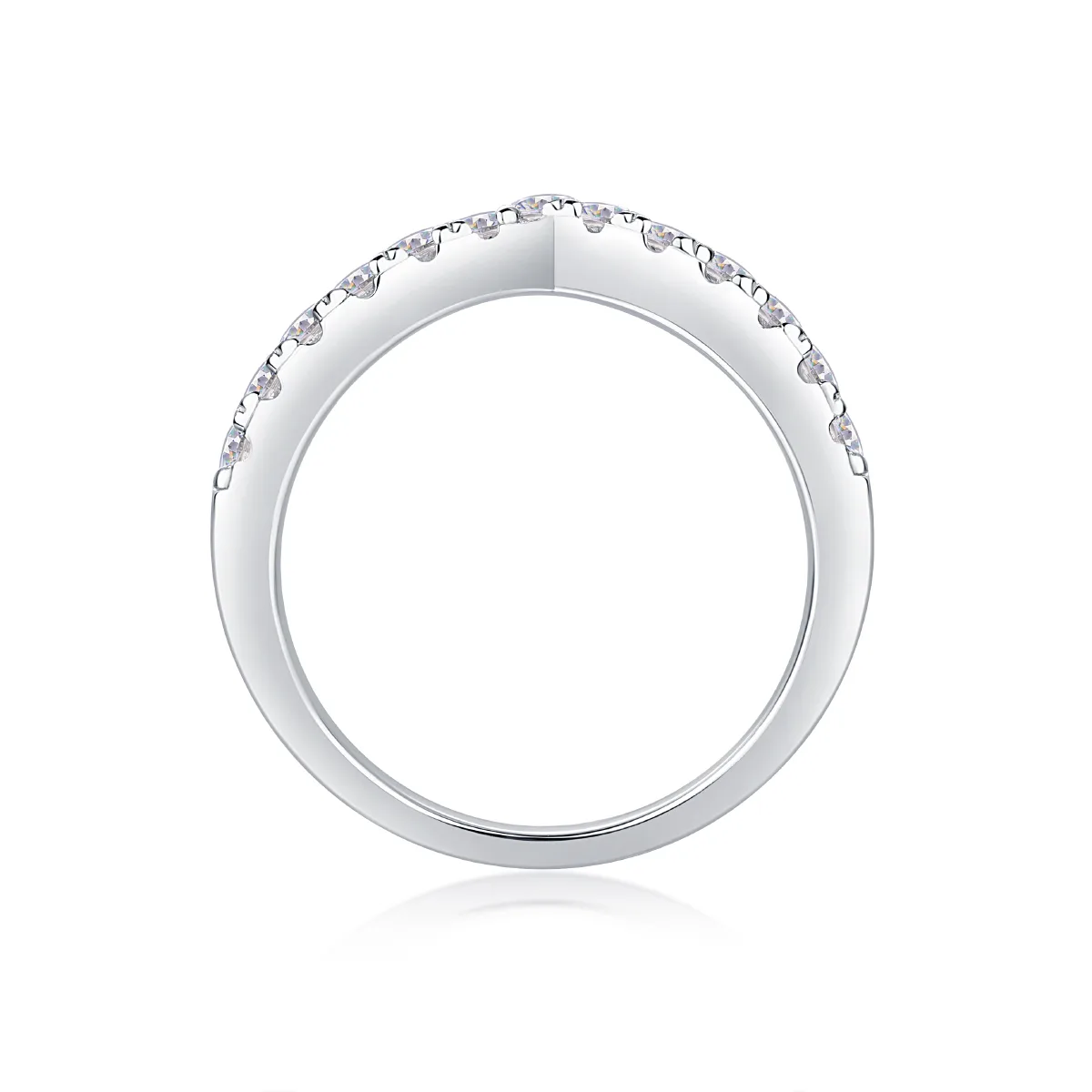 R13210 S925 Silver 18K White Gold Engagement Ring Moissanite Melee 0.42CT