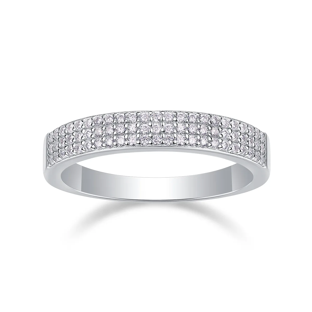 R13119 S925 Silver 18K White Gold Promise Ring Women's Ring Moissanite Melee 0.345CT