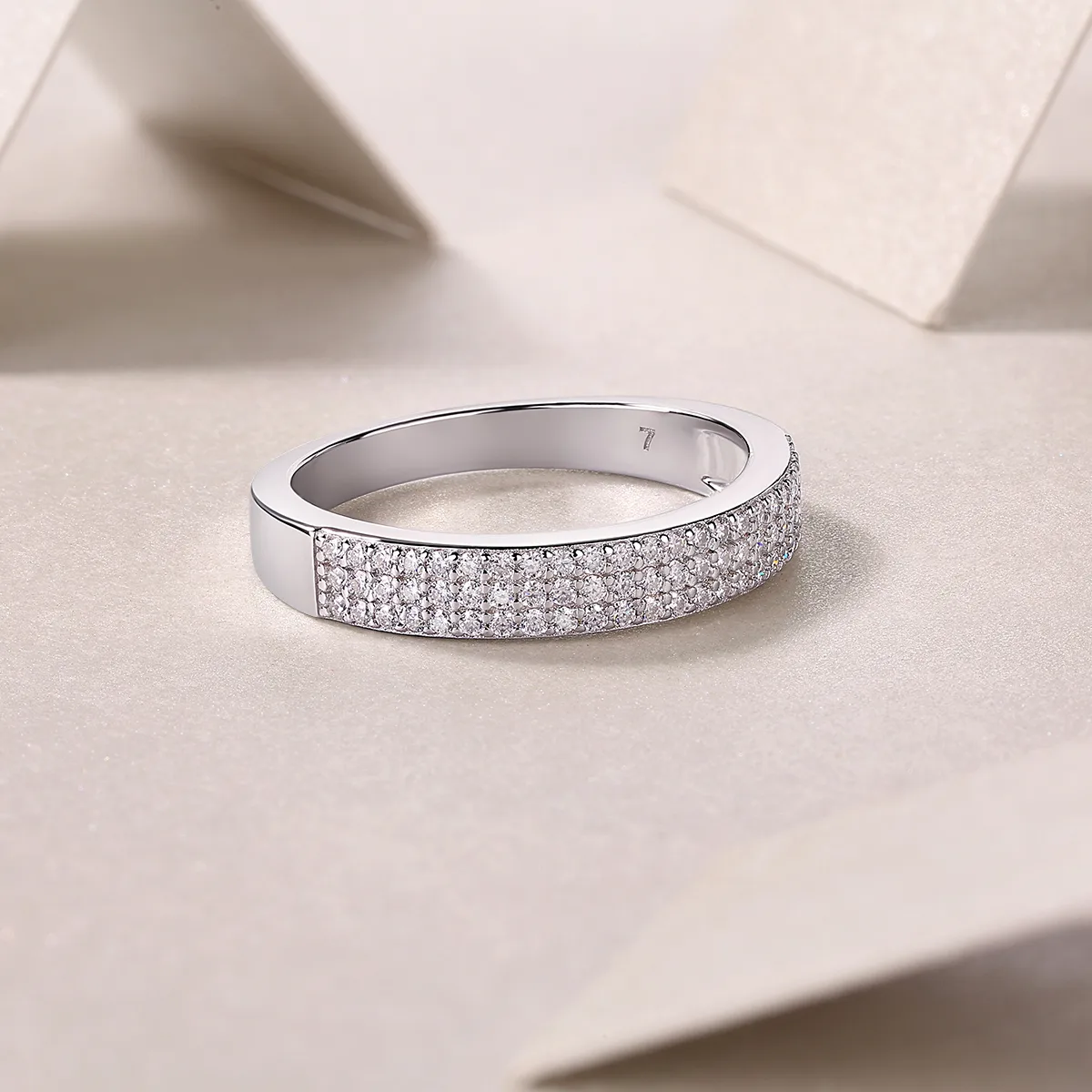 R13119 S925 Silver 18K White Gold Promise Ring Women's Ring Moissanite Melee 0.345CT