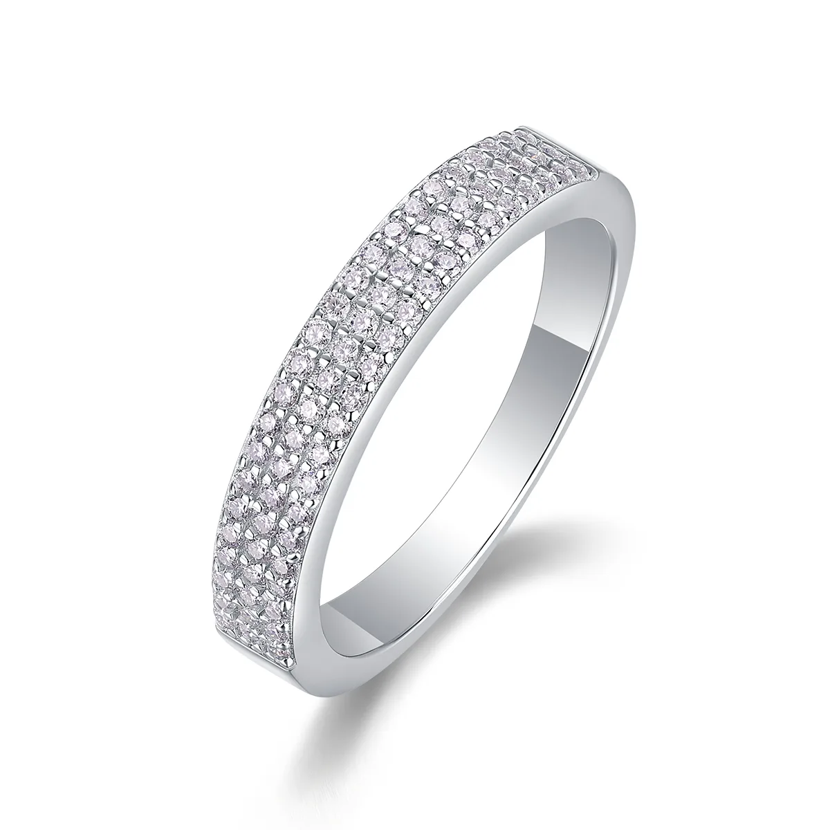 R13119 S925 Silver 18K White Gold Promise Ring Women's Ring Moissanite Melee 0.345CT