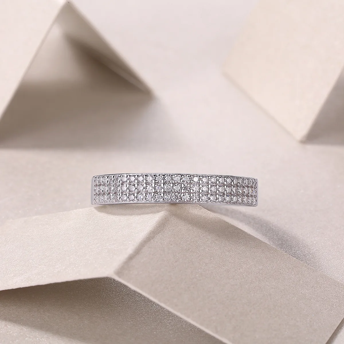 R13119 S925 Silver 18K White Gold Promise Ring Women's Ring Moissanite Melee 0.345CT
